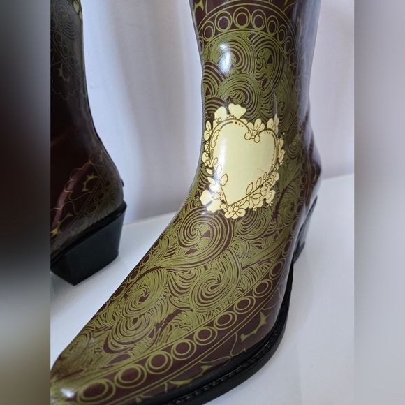 DÄV Brown and Gold Western Rain Boots. Size 6 - Picture 3 of 10